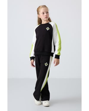 Trainingspak met colour-blocking en wijde pijpen