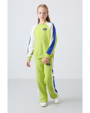 Trainingspak met wijde pijpen en colourblocking