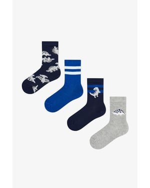 Mellow Rex 4-pack enkelsokken met dinosaurussenprint
