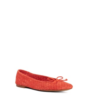 Dune Ladies Heat - Woven Leather Bow Detail Ballet Pumps
