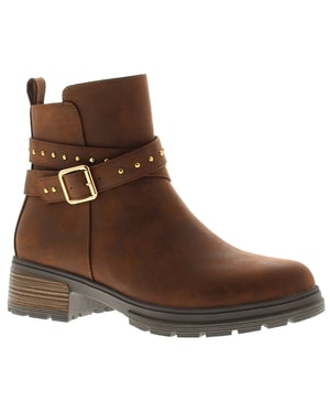 Apache Womens Ankle Boots Millie Pu Zip Fastening brown