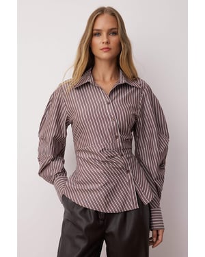 TRENDYOLMİLLA Meisjes Bruin Effen Lang Slim fit Overhemden