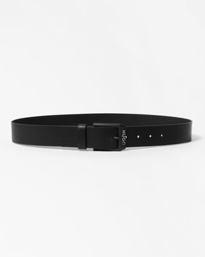 HUGO Gelio-B Mens Leather Belt with Matte-Black Logo Trim Buckle