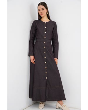 Belted Denim Midi Dress