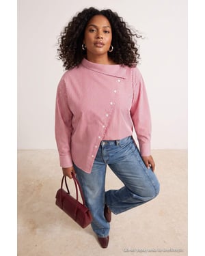 Trendyol Curve Dames Bordeaux Effen Lang Regular fit Grote maten Overhemden
