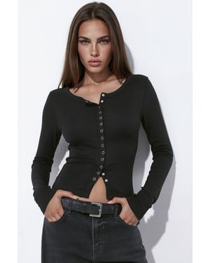 Knit Top with Full Front Snap Buttons