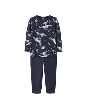 Name It Jongens lange pyjama set nmmnightset dino donkerblauw dinosaurus print