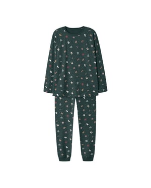 Name It Dames/heren kerst pyjama set lang nanvismas groen