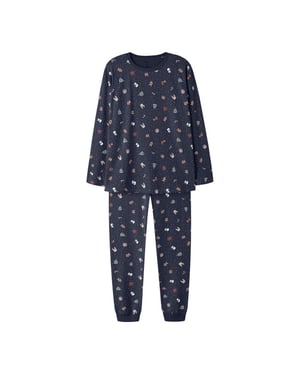 Name It Dames/heren kerst pyjama set lang nanvismas donkerblauw