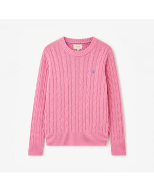 Joules Classic Cable Womens Sweaters Pink