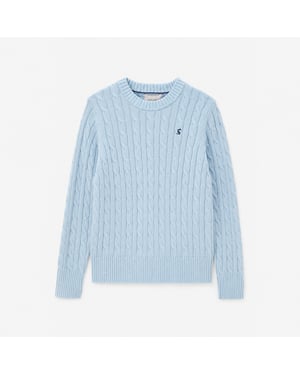 Joules Classic Cable Womens Jumpers Light Blue