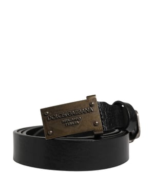Dolce & Gabbana Heren Zwarte Klassieke Leren Riem met Logo Gesp