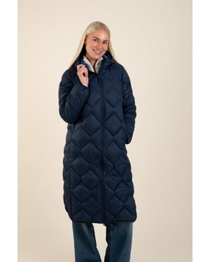 Blue Lightweight Water Resistant Longline Quilted Jacket