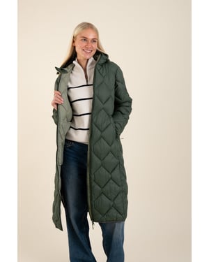 Stone Lightweight Water Resistant Longline Quilted Jacket