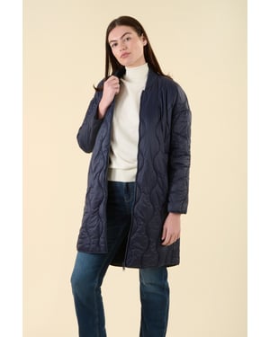 Navy Water Resistant Longline Onion Quilted Jacket