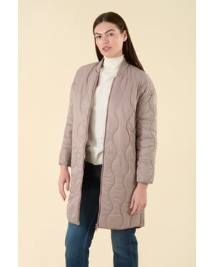 Stone Water Resistant Longline Onion Quilted Jacket