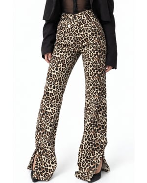 High Waist Wide Leg Leopard Trousers