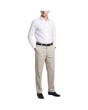 FARAH CLASSIC FDFB0141 Mens Trousers Flaxi Waist Flat Straight Cotton Pant