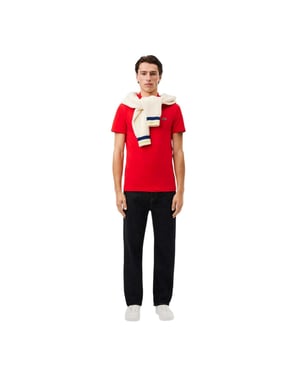Lacoste Herenpolo met logo op de borst, reguliere pasvorm (Rood)