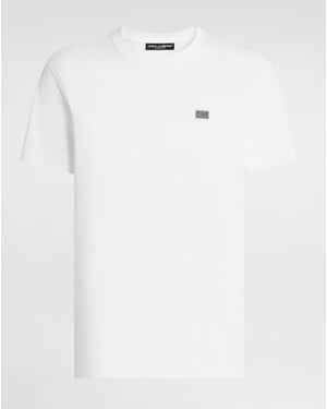 Dolche&Gabanna Cotton Jersey T-Shirt with metal branded tag White