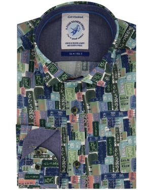 Overhemd A Fish Named Fred blauw labels print