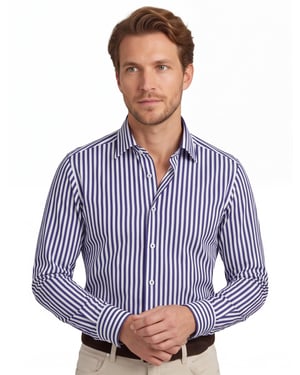 Eterna overhemd donkerblauw gestreept katoen modern fit