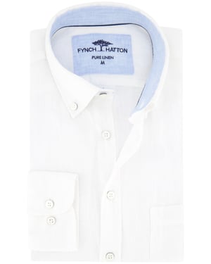 Fynch Hatton overhemd wit linnen button-down