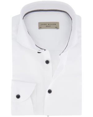 John Miller overhemd spierwit slim fit cutaway