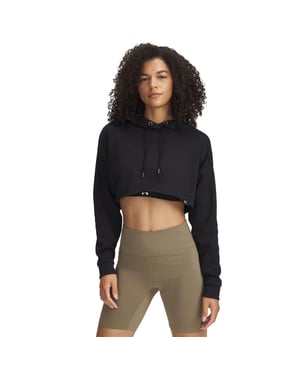 Women's Under Armour Tery Cropped quarter Zip Fleece in Black