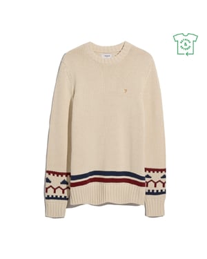 Men's Farah Alverstone Regular Fit Long Sleeve Sweater in Cream