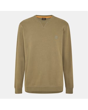 Men's Boss Westart Crew Sweatshirt, Premium Cotton in Open Green 342