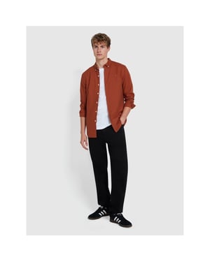 Men's Farah Long Sleeve Shirt in Teak