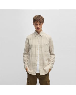 Men's Boss Regular Fit Long Sleeve Shirt in Light Beige 273