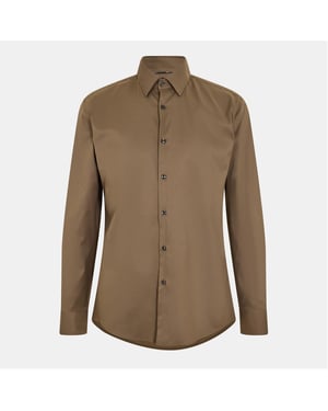 Men's Boss Point Collar Long Sleeve Regular Fit Oxford Shirt in Green
