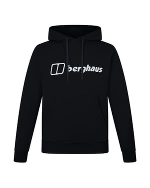 Men's Berghaus Wordmark Hooded Neck Long Sleeve Sweatshirt in BLACK/BLACK