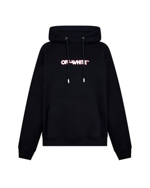 Men's Off White Rnd Logo Skt Hoody in Black-White