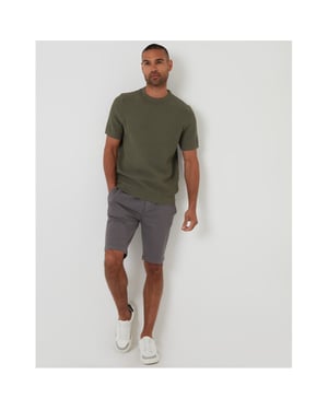Men's Threadbare Rib Crew Neck Short Sleeve T-Shirt in Dk Sage