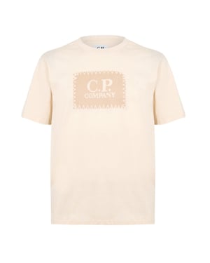 Men's C.P. Company Block Logo Regular Fit T-Shirt in Frozen Dew 114
