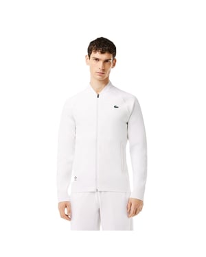 Men's Lacoste Daniil Mock Neck Ribbed Cuff Track Jacket in White/White