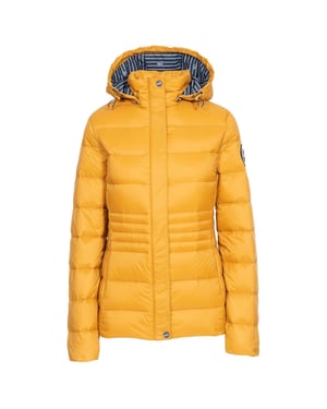 Women's DLX Hayling Horizontal Stripe Down Jacket in Sandstone