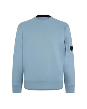 Men's C.P. Company Lens Crew Neck Sweatshirt in Silver Blue 809