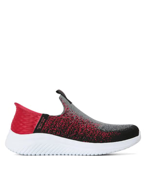 Boys Skechers Ins Stretch Knit Sneaker W Air Slip On Trainers Unisex Kids in Charcoal/Red