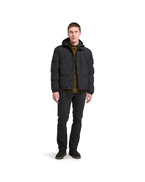 Men's Timberland Hooded Water Repellent Puffer Jacket in Black