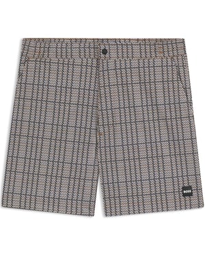 Men's Boss Beach To Bar Plaid Swim Trunk in Black 001