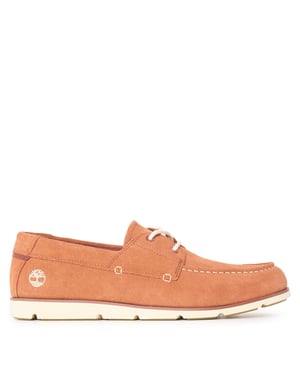 Men's Timberland Grafton Bay Lace Up Moc Toe Loafers in Rust Suede