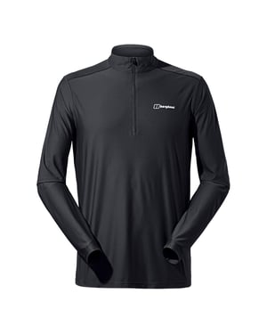 Men's Berghaus 24 7 Base Long Sleeve Zip T-Shirt in BLACK/BLACK