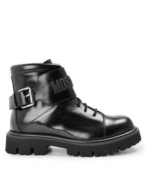 Men's Moschino Biker Boots in Black