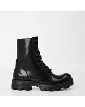 Men's Diesel D-Hammer Combat Lace-Up Boots in Black