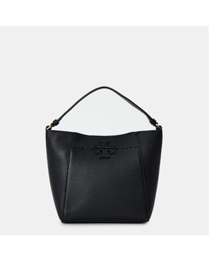 Accessories Tory Burch Mcgraw Trapezoid Shape Tote with Gold Tone Hardware in Black