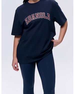 Adanola Varsity T-Shirt Womens Navy Oversized